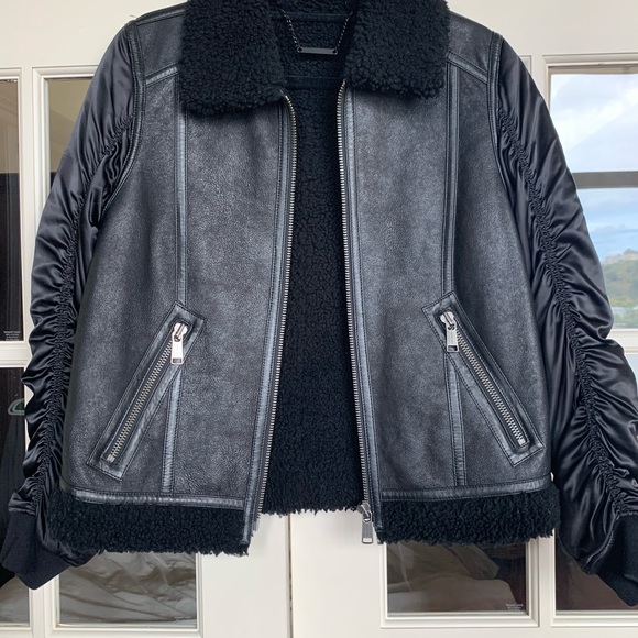 Andrew Marc Black Real Shearling Fur/Leather Jacket - Picture 7 of 9